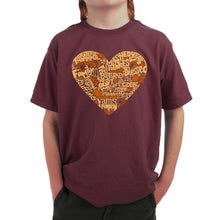 Load image into Gallery viewer, Thanksgiving Heart - Boy&#39;s Word Art T-Shirt