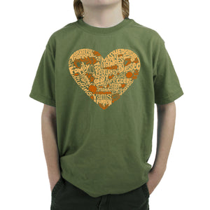 Thanksgiving Heart - Boy's Word Art T-Shirt