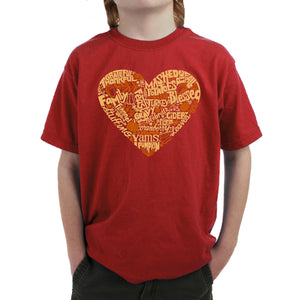 Thanksgiving Heart - Boy's Word Art T-Shirt