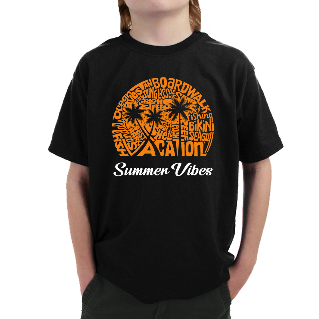 Summer Vibes - Boy's Word Art T-Shirt