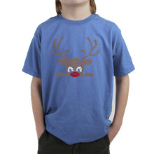 Load image into Gallery viewer, Peeking Reindeer - Boy's Word Art T-Shirt