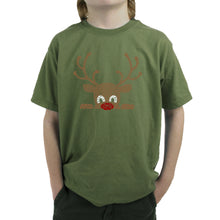 Load image into Gallery viewer, Peeking Reindeer - Boy's Word Art T-Shirt