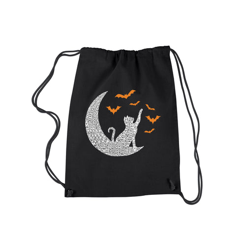 Halloween Cat Moon - Drawstring Backpack