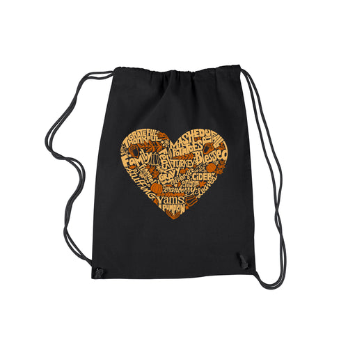 Thanksgiving Heart - Drawstring Backpack