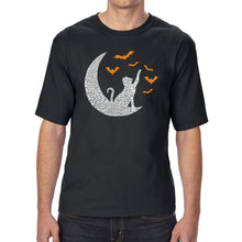 Load image into Gallery viewer, Halloween Cat Moon - Men&#39;s Tall and Long Word Art T-Shirt