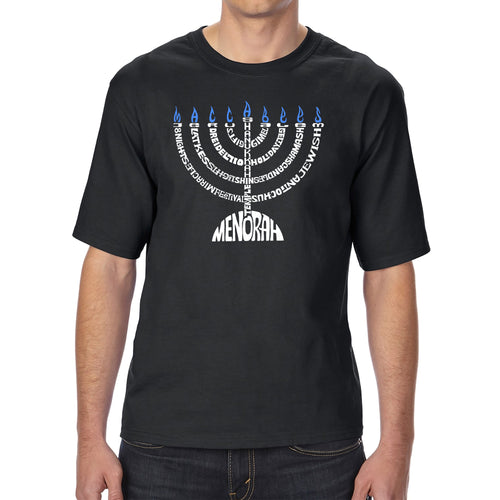 Hanukkah Menorah - Men's Tall and Long Word Art T-Shirt