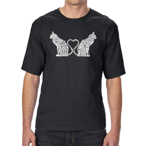 Cat Tail Hearts - Men's Tall and Long Word Art T-Shirt