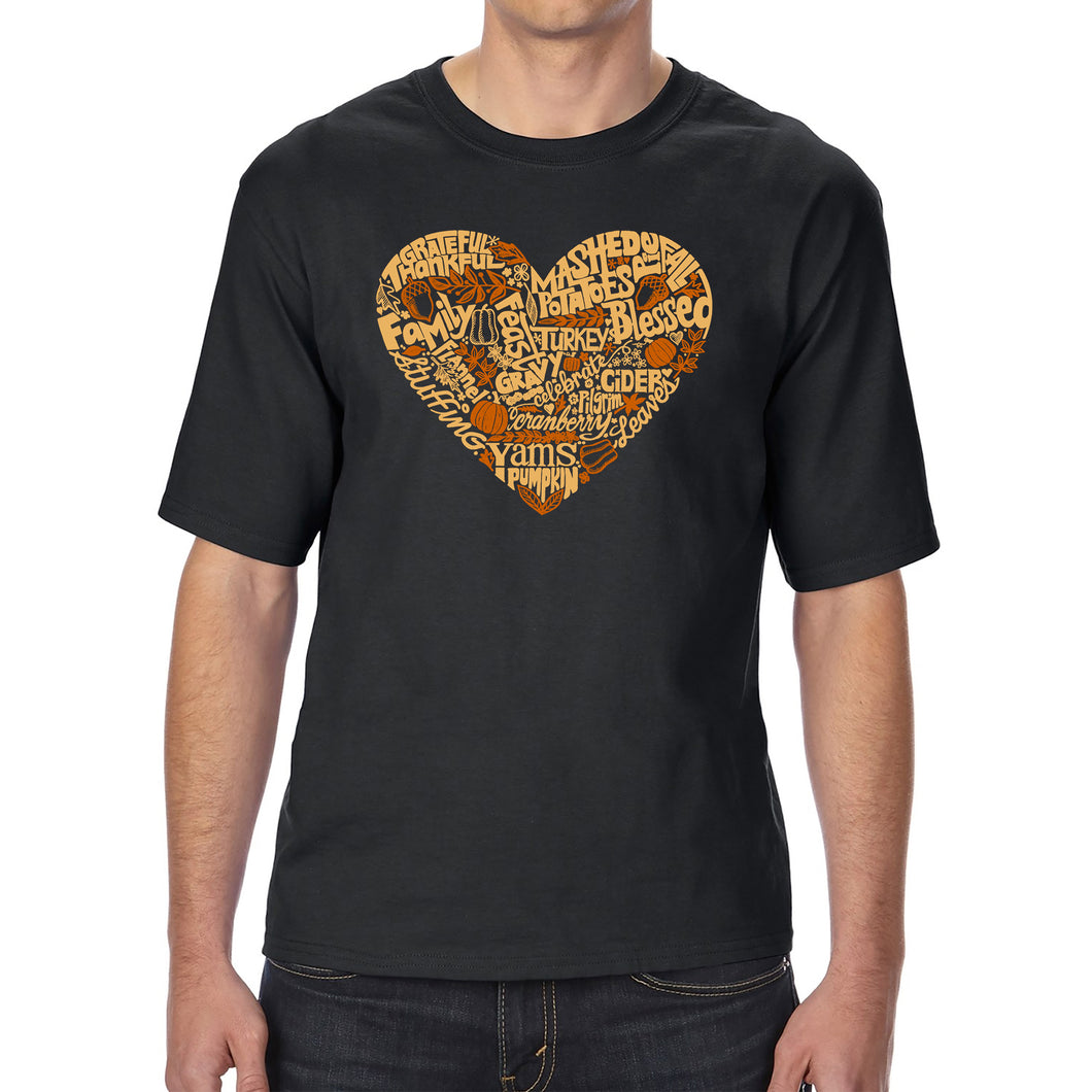 Thanksgiving Heart - Men's Tall and Long Word Art T-Shirt