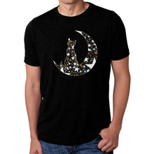 Load image into Gallery viewer, Cat Sitting On Moon - Men&#39;s Premium Blend Word Art T-Shirt