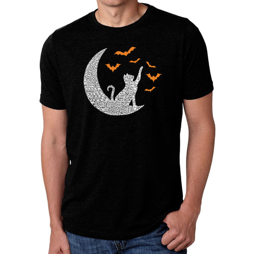 Halloween Cat Moon - Men's Premium Blend Word Art T-Shirt