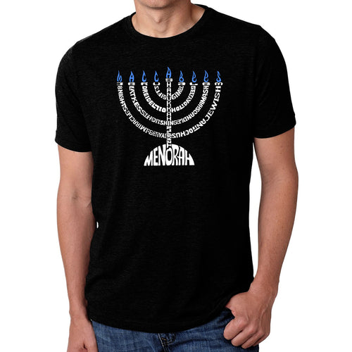 Hanukkah Menorah - Men's Premium Blend Word Art T-Shirt