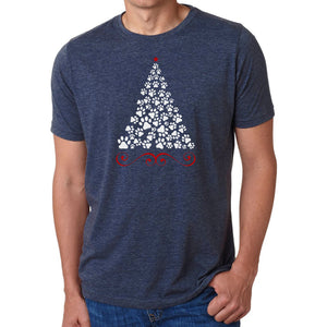 Paw Christmas Tree - Men's Premium Blend Word Art T-Shirt