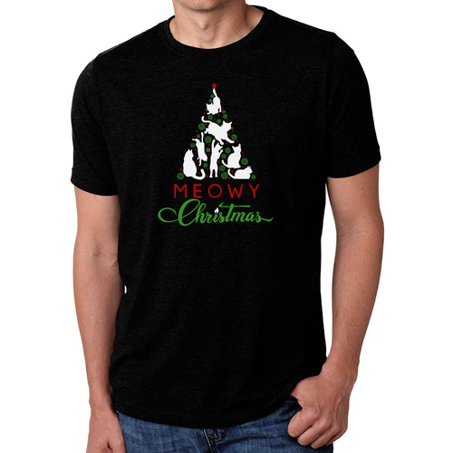 Meowy Christmas Tree - Men's Premium Blend Word Art T-Shirt