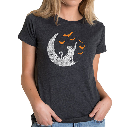 Halloween Cat Moon - Women's Premium Blend Word Art T-Shirt