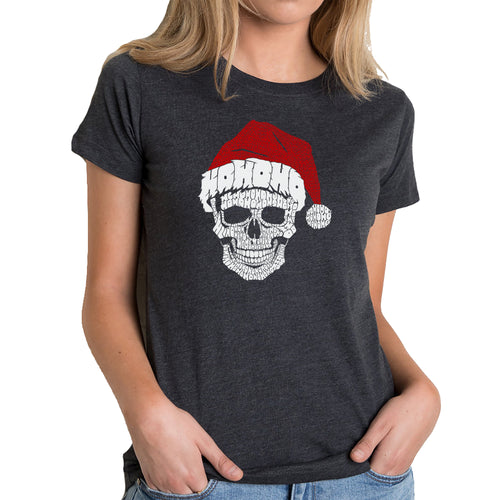 Santa Skull - Women's Premium Blend Word Art T-Shirt