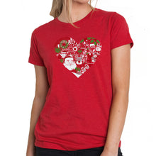 Load image into Gallery viewer, Christmas Themed Heart - Women's Premium Blend Word Art T-Shirt