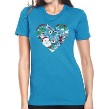 Load image into Gallery viewer, Christmas Themed Heart - Women's Premium Blend Word Art T-Shirt