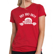 Load image into Gallery viewer, Peeking Santa - Women's Premium Blend Word Art T-Shirt