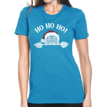 Load image into Gallery viewer, Peeking Santa - Women's Premium Blend Word Art T-Shirt