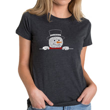 Load image into Gallery viewer, Peeking Snowman - Women's Premium Blend Word Art T-Shirt