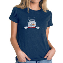 Load image into Gallery viewer, Peeking Snowman - Women's Premium Blend Word Art T-Shirt