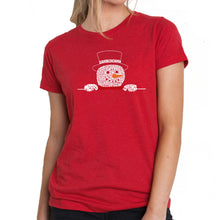 Load image into Gallery viewer, Peeking Snowman - Women's Premium Blend Word Art T-Shirt