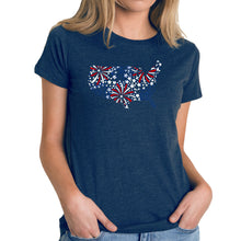 Load image into Gallery viewer, USA Fireworks - Women's Premium Blend Word Art T-Shirt