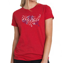 Load image into Gallery viewer, USA Fireworks - Women's Premium Blend Word Art T-Shirt