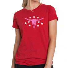 Load image into Gallery viewer, Cowgirl Cowskull - Women's Premium Blend Word Art T-Shirt