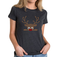 Load image into Gallery viewer, Peeking Reindeer - Women's Premium Blend Word Art T-Shirt