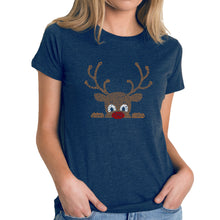 Load image into Gallery viewer, Peeking Reindeer - Women's Premium Blend Word Art T-Shirt