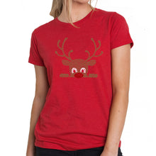 Load image into Gallery viewer, Peeking Reindeer - Women's Premium Blend Word Art T-Shirt