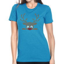 Load image into Gallery viewer, Peeking Reindeer - Women's Premium Blend Word Art T-Shirt