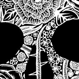 Women's Plus Size Word Art V-Neck - Flower Skull