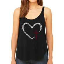 Load image into Gallery viewer, Blessed Heart - Women's Premium Word Art Flowy Tank Top