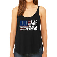 Load image into Gallery viewer, Faith Flag - Women's Premium Word Art Flowy Tank Top