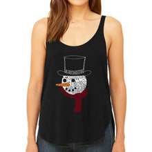 Load image into Gallery viewer, Snowman Face - Women's Premium Word Art Flowy Tank Top