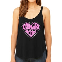 Load image into Gallery viewer, Cowgirl at Heart - Women's Premium Word Art Flowy Tank Top