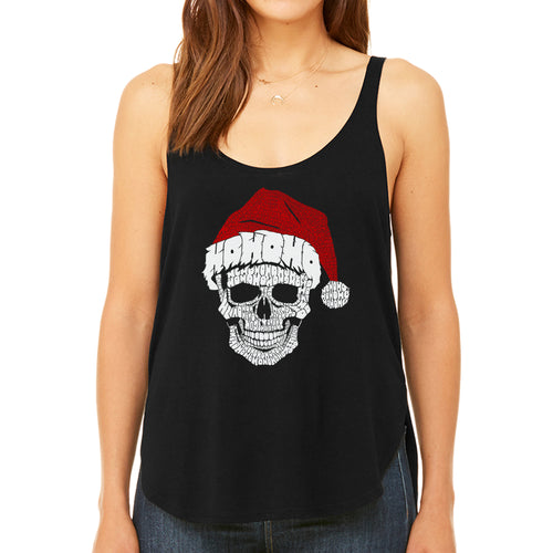 Santa Skull - Women's Premium Word Art Flowy Tank Top