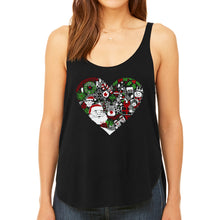 Load image into Gallery viewer, Christmas Themed Heart - Women's Premium Word Art Flowy Tank Top