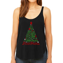 Load image into Gallery viewer, Holiday Christmas Tree - Women's Premium Word Art Flowy Tank Top