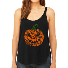 Load image into Gallery viewer, Halloween Pumpkin - Women's Premium Word Art Flowy Tank Top