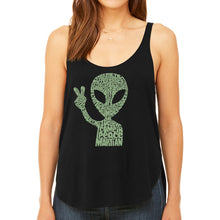 Load image into Gallery viewer, Peace Alien - Women's Premium Word Art Flowy Tank Top