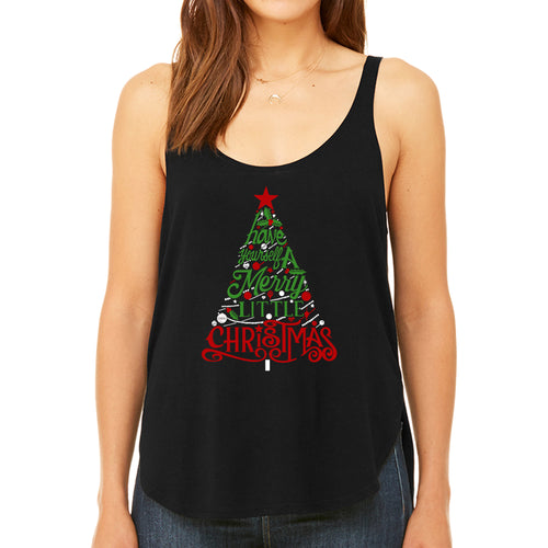 Have Yourself a Merry Little Christmas - Women's Premium Word Art Flowy Tank Top