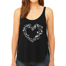 Load image into Gallery viewer, Sheet Music Heart - Women's Premium Word Art Flowy Tank Top