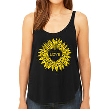 Load image into Gallery viewer, Sunflower Love - Women's Premium Word Art Flowy Tank Top