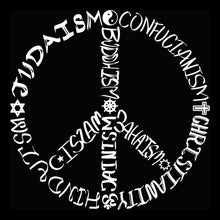 Load image into Gallery viewer, Women&#39;s Plus Size Word Art V-Neck - Different Faiths peace sign