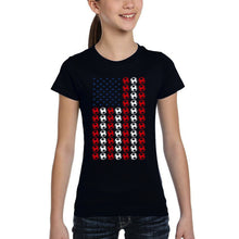 Load image into Gallery viewer, Soccer Flag - Girl's Word Art T-Shirt