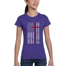 Load image into Gallery viewer, Cross Flag - Girl's Word Art T-Shirt