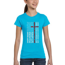 Load image into Gallery viewer, Cross Flag - Girl's Word Art T-Shirt